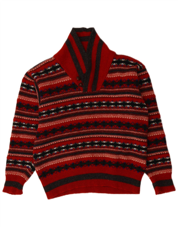 PRINCIPLES Suéter tipo jersey con cuello chal para mujer UK 14 Medium Red Fair Isle