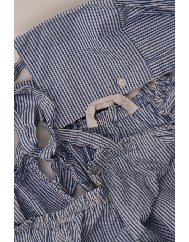 Zara Blusa extragrande con hombros descubiertos para mujer UK 44 Azul medio a rayas