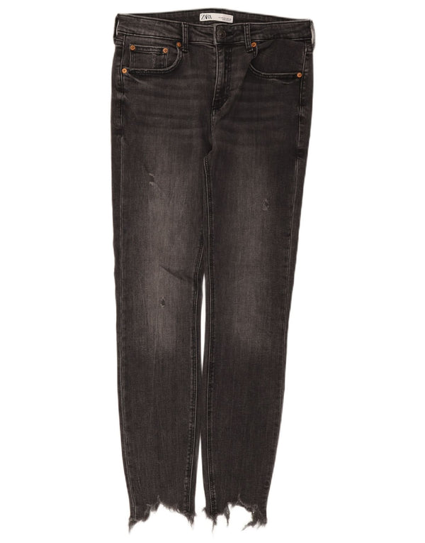 Zara Jeans Ajustados Desgastados para Mujer EU 40 Medium W30 L28 Negro