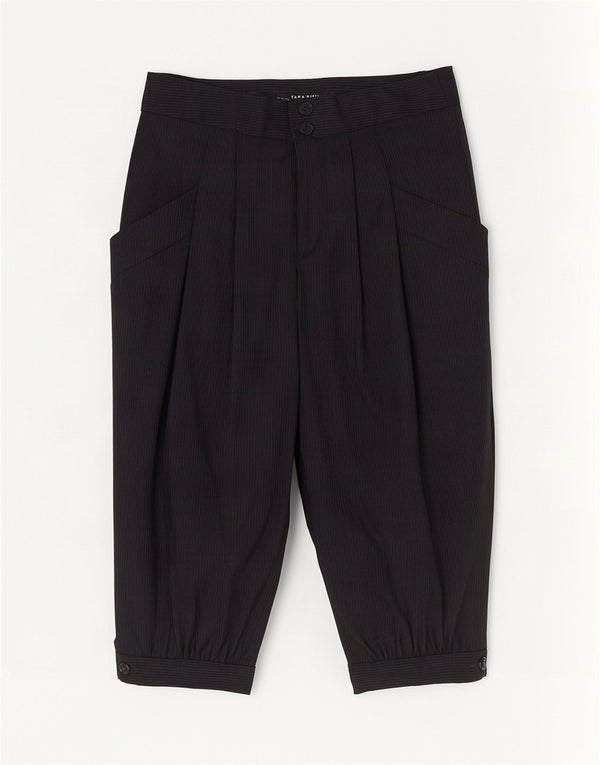 Zara Mujer Pantalones Capri Pegged Pequeños W26 L18 Rayas Negras