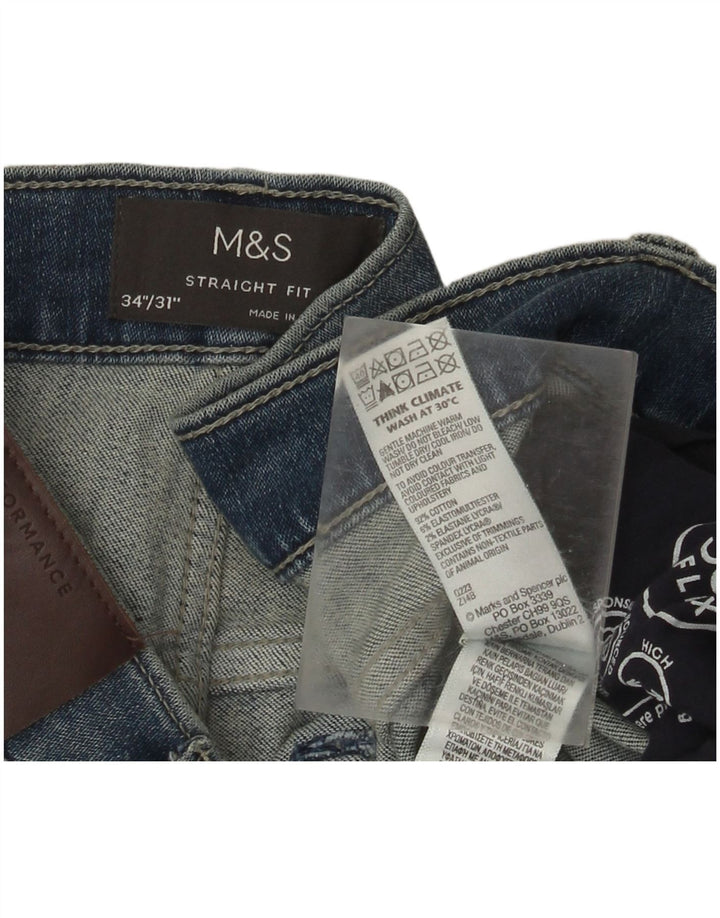Marks & Spencer Vaqueros rectos para hombre W34 L31 Algodón azul
