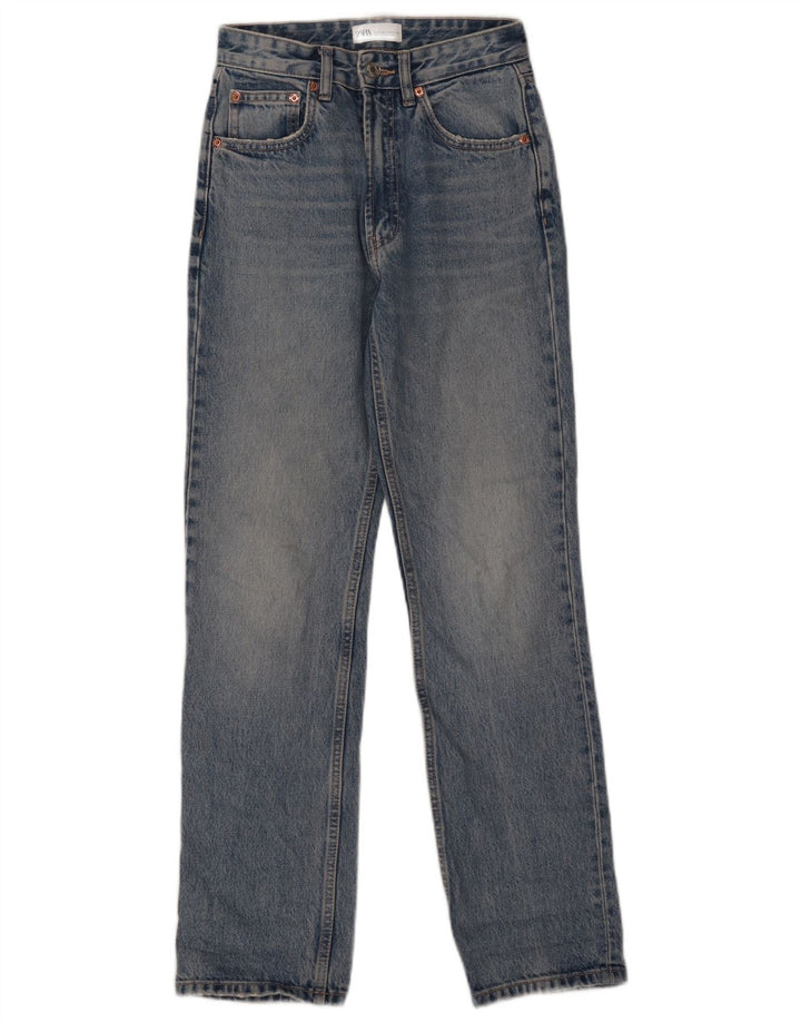 ZARA Vaqueros Rectos Mujer EU 34 2XS W24 L30 Azul Algodón