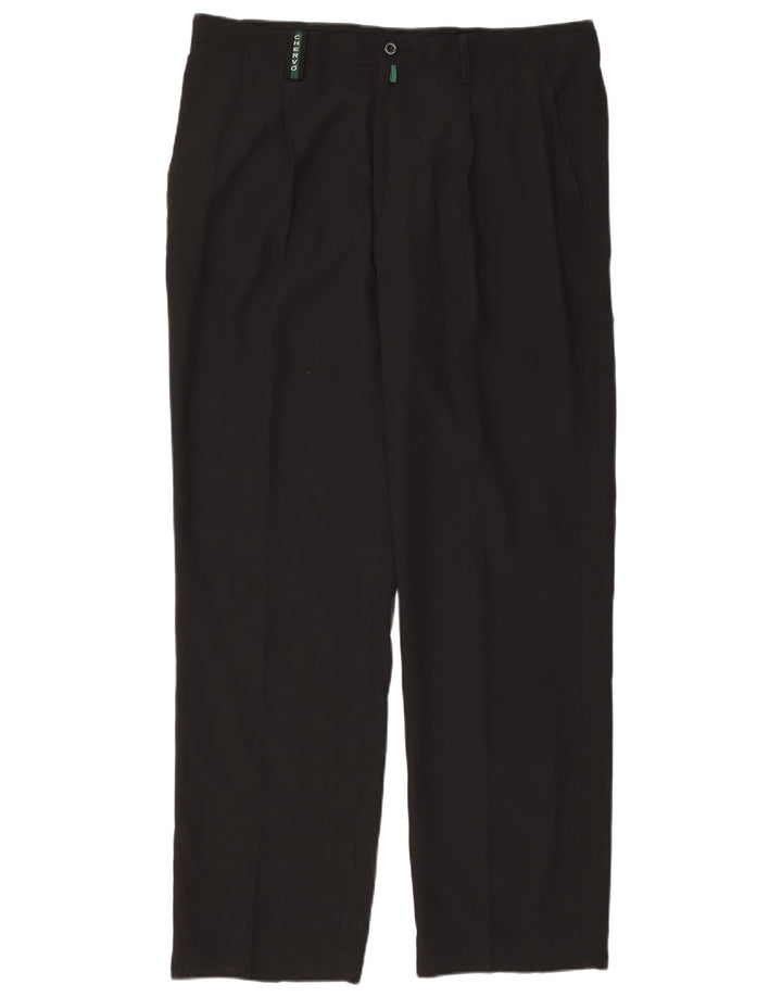 CHERVO Pantalón chino con pinzas para hombre IT 54 2XL W36 L32 Poliéster negro