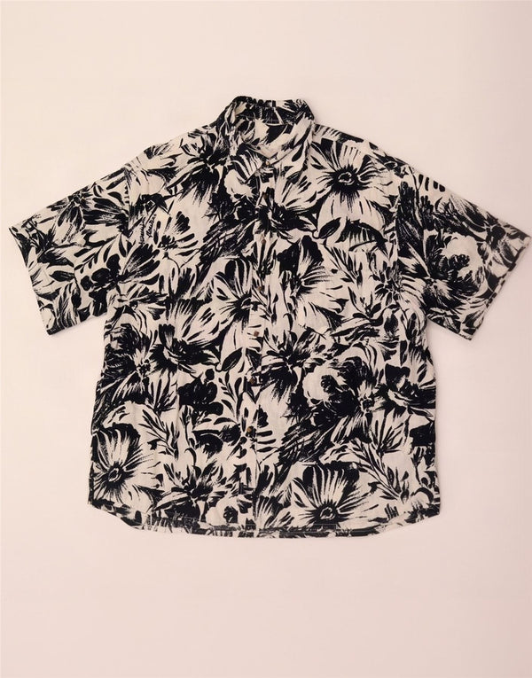 Vintage hombres hawaiano manga corta camisa XL multicolor floral