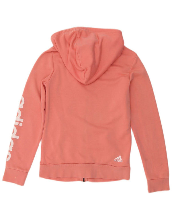 Adidas - Sudadera con capucha para mujer con cremallera gráfica, talla 12, color rosa mediano