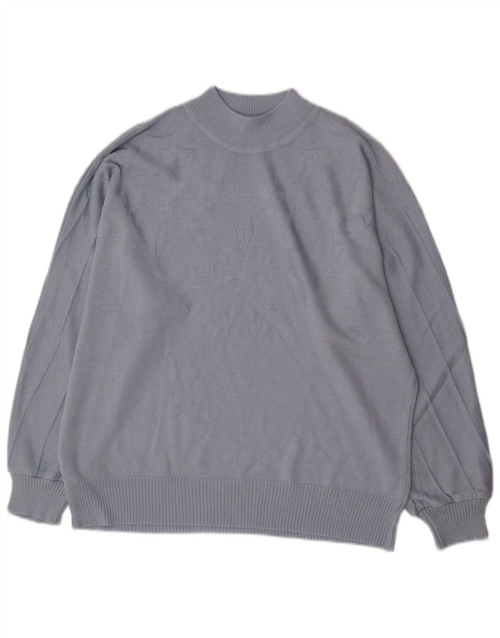 Vintage mujer tortuga cuello jersey suéter IT 46 grande azul poliacrílico