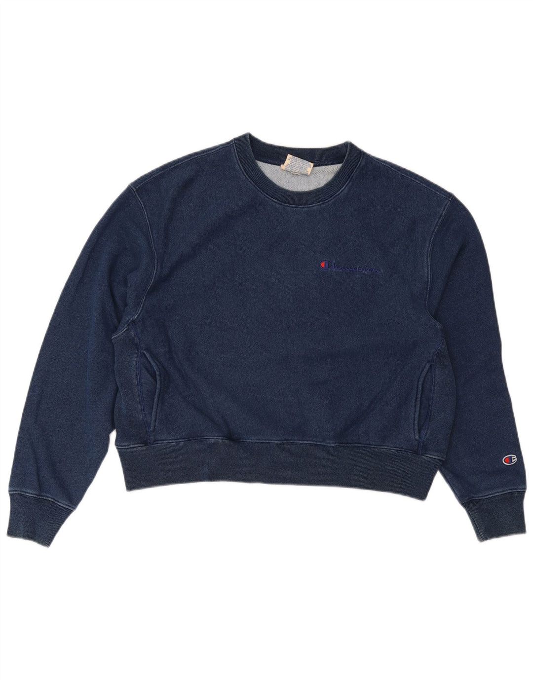 Champion Sudadera Corta De Gran Tamaño para Mujer UK 14 Medium Azul Marino