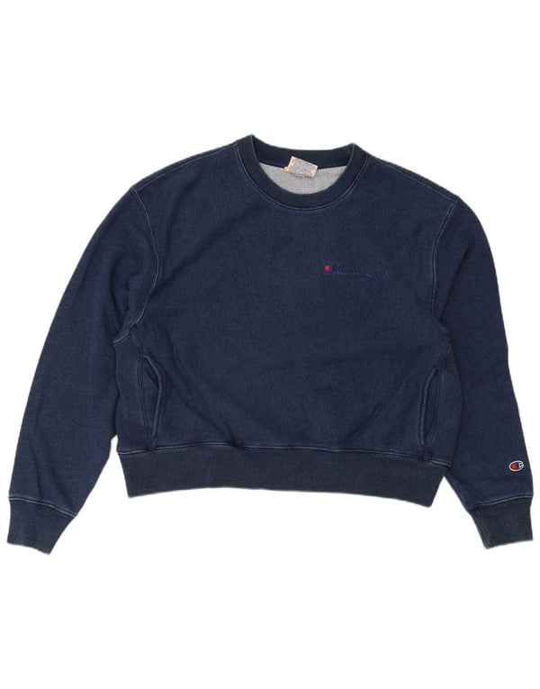 Champion Sudadera Corta De Gran Tamaño para Mujer UK 14 Medium Azul Marino