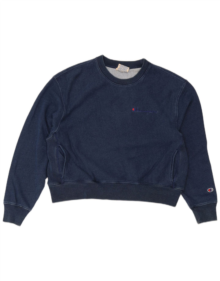 Champion Sudadera Corta De Gran Tamaño para Mujer UK 14 Medium Azul Marino