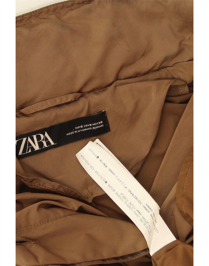 Zara Mujer Gabardina extragrande con capucha UK 10 Small Marrón Poliéster