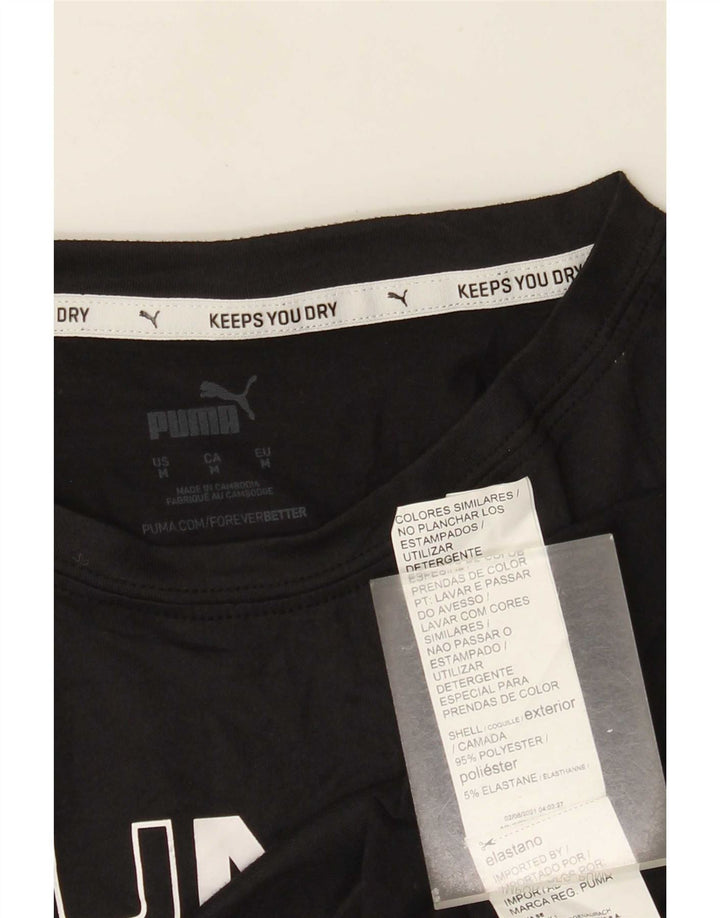 Puma Mujer Crop Graphic Camiseta Top UK 44 Mediano Negro Poliéster