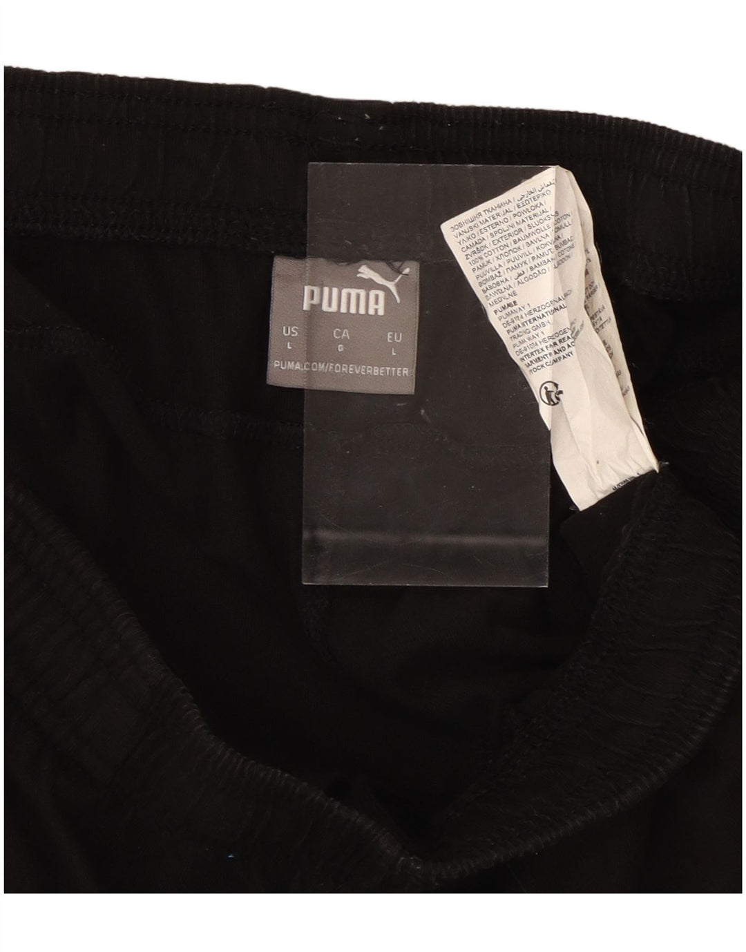 PUMA Pantalones cortos deportivos con gráficos para hombre, tamaño grande, algodón negro