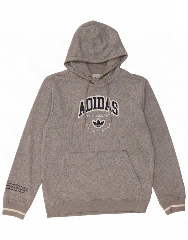 Adidas Hombre Sudadera Con Capucha Gráfica Jersey De Algodón Moteado Gris Medio