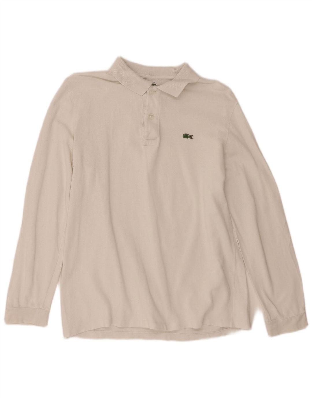 Lacoste Polo de manga larga para hombre talla 4 mediano algodón blanco
