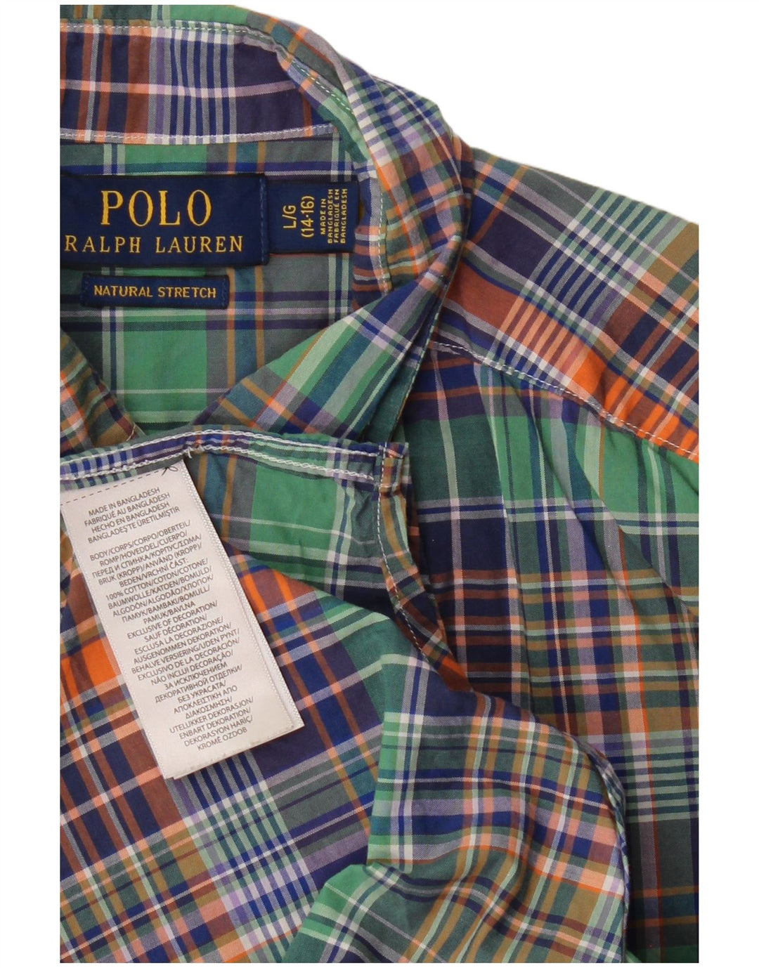 POLO RALPH LAUREN Camisa Niño 14-15 Años Grande Cuadros Multicolor Algodón