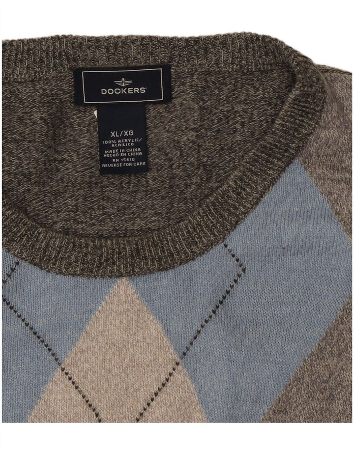 Dockers Suéter De Cuello Redondo Para Hombre XL Gris Argyle/Diamante Acrílico