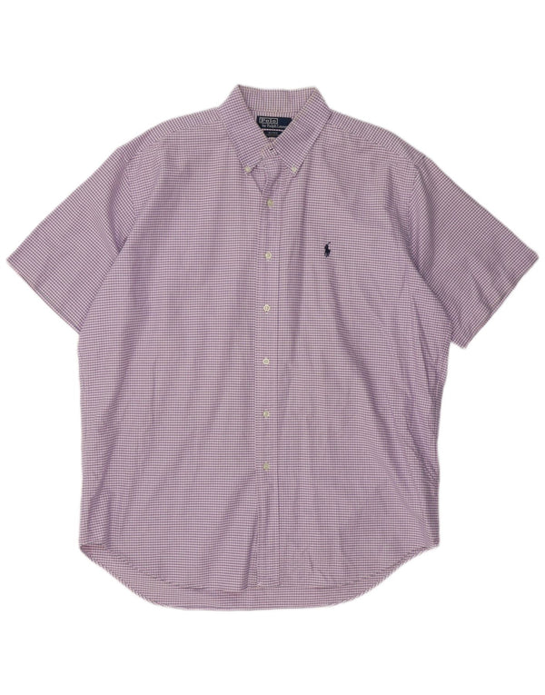 POLO RALPH LAUREN Camisa de manga corta Blake para hombre Vichy morado grande