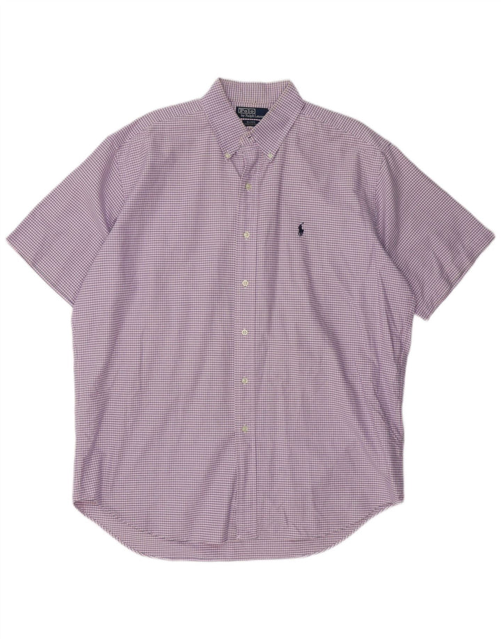 POLO RALPH LAUREN Camisa de manga corta Blake para hombre Vichy morado grande