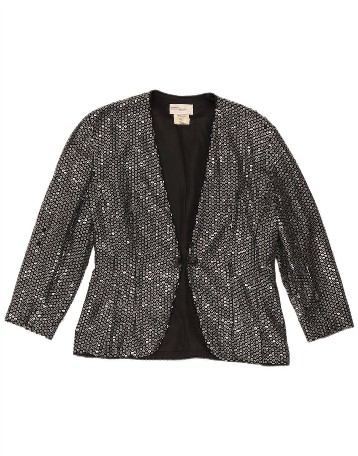 Bruce Oldfield Chaqueta Blazer para Mujer Reino Unido 12 Plata Mediana