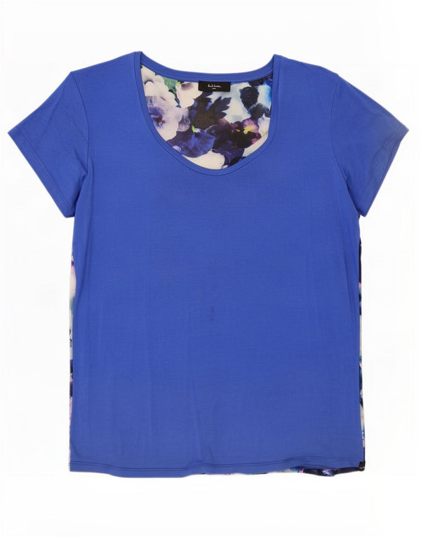 Paul Smith Camiseta para mujer Top UK 40 XL Azul Floral Modal