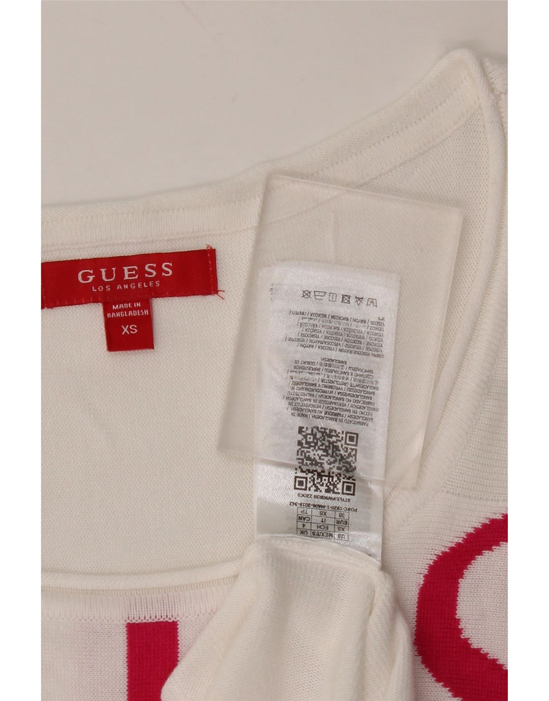 GUESS Vestido tipo jersey con manga 3/4 y gráfico para mujer UK 6 XS Viscosa blanca