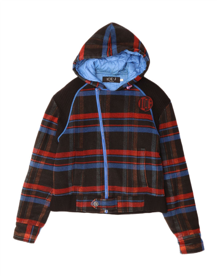 Iceberg Chaqueta bomber con capucha para hombre IT 52 XL Poliéster a cuadros negros