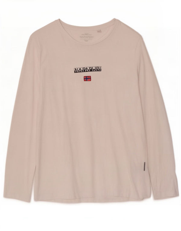 Napapijri Womens Geographic Graphic Top Long Sleeve UK 14 Large White