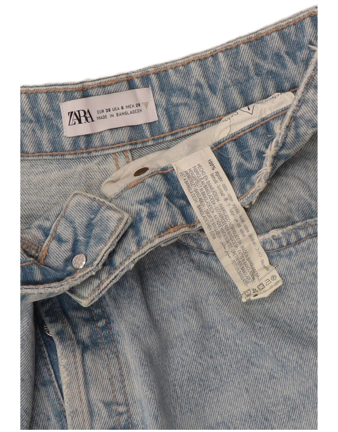 ZARA Vaqueros Cropped Mujer EU 38 Small W28 L25 Algodón Azul