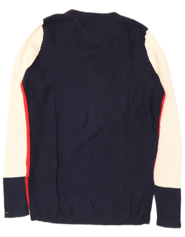 Tommy Hilfiger Suéter con Cuello Barco para Mujer UK 10 Small Rojo Colorblock