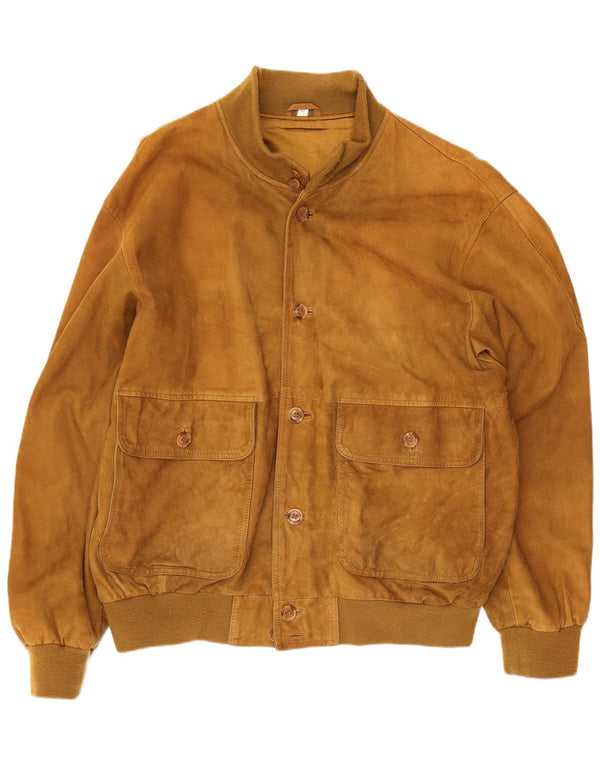 Zarro Chaqueta Bomber de Ante para Hombre UK 44 2XL Cuero Beige