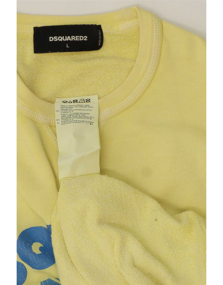 Dsquared2 Hombre Sudadera Gráfica Jumper Large Algodón Amarillo