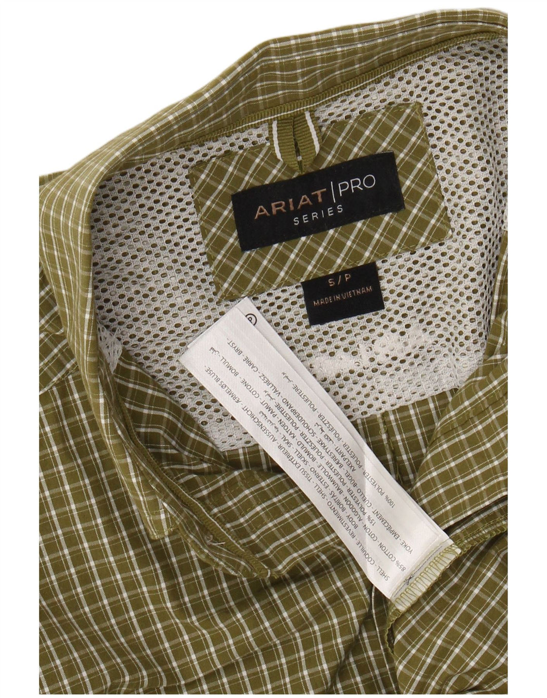 Camisa Ariat Hombre Small Verde Cuadros Algodón