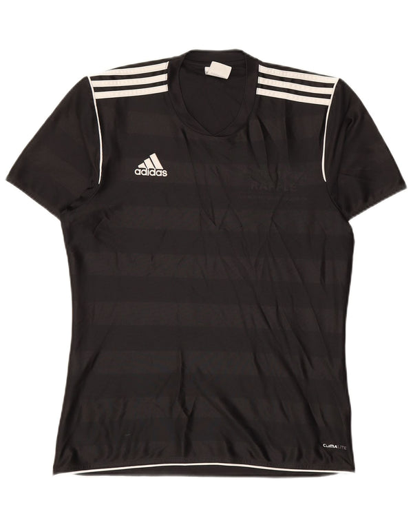 ADIDAS Camiseta gráfica Climalite para hombre Top pequeño poliéster a rayas negras