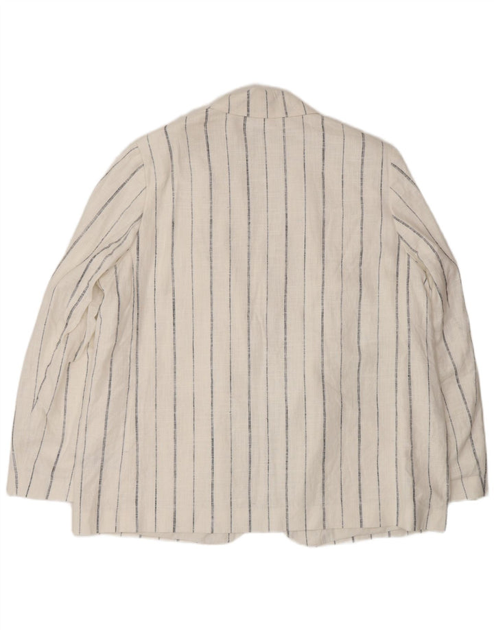 Marks & Spencer Chaqueta Americana Abierta de Gran Tamaño para Mujer UK 40 XL Rayas Blancas