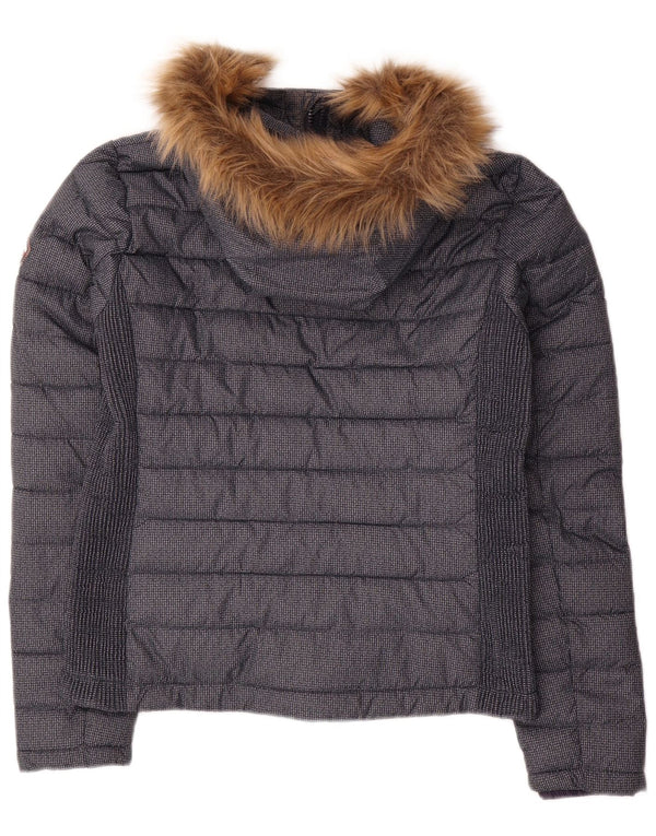 Superdry Chaqueta Acolchada Con Capucha Para Mujer UK 42 Poliéster Azul Marino Mediano