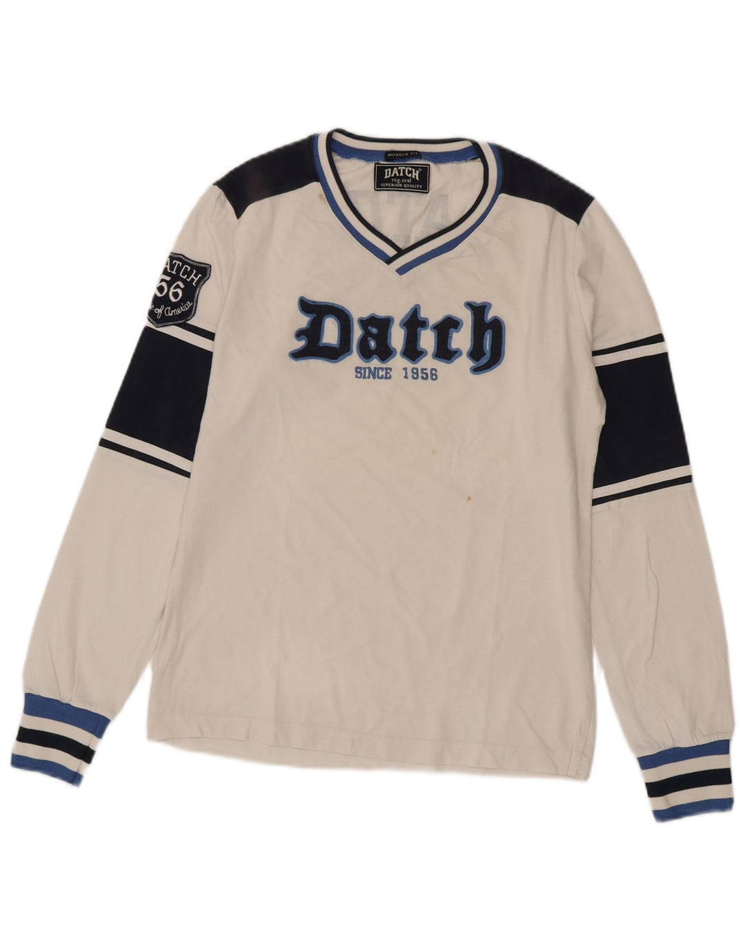 Datch Mens Muscle Graphic Top manga larga UK 42 Medium White Colourblock
