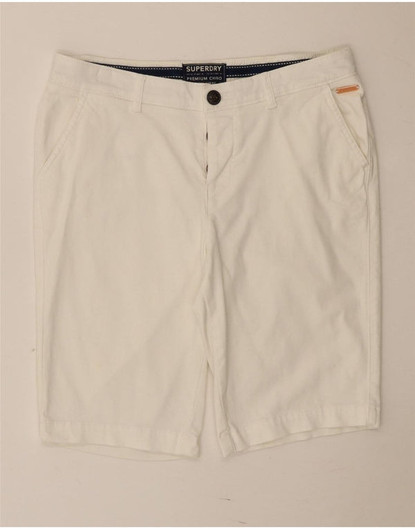Superdry Pantalones cortos chinos regulares para mujer UK 10 Small W30 Blanco