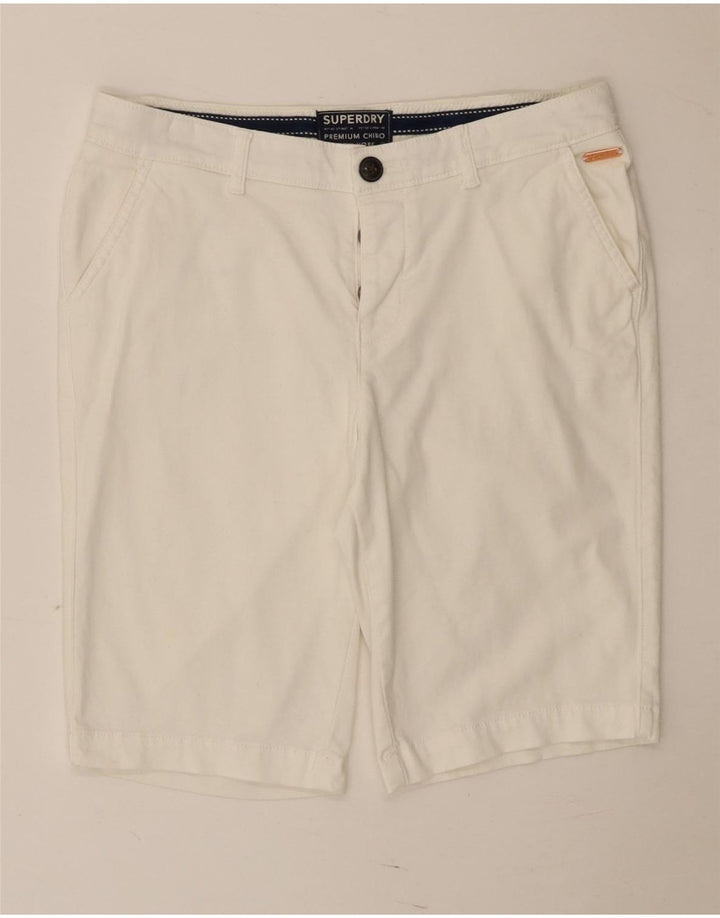 Superdry Pantalones cortos chinos regulares para mujer UK 10 Small W30 Blanco