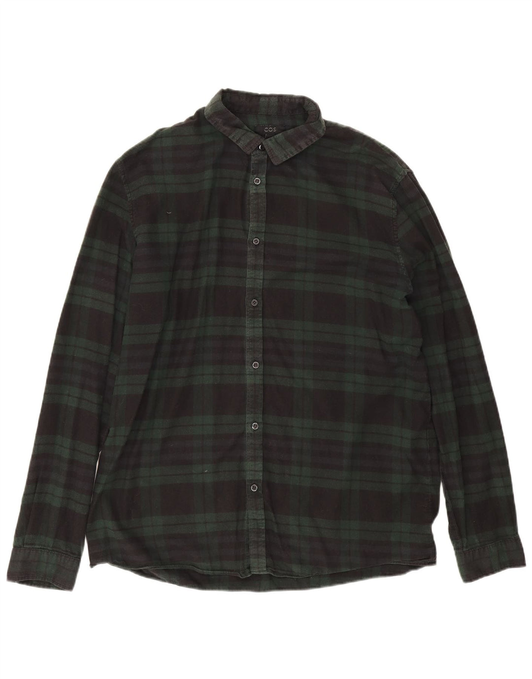 Camisa de franela para hombre Cos de algodón a cuadros verdes grandes