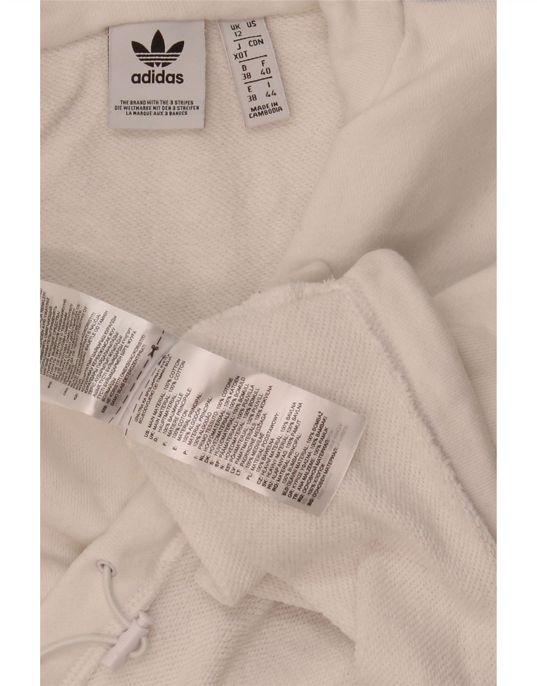 Adidas Mujer Oversize Graphic Crop Sudadera Jumper UK 12 Mediano Blanco