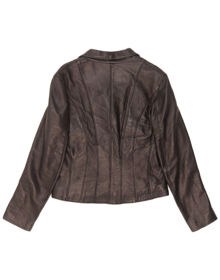 Chaqueta de cuero vintage para mujer IT 46 Grande Negro
