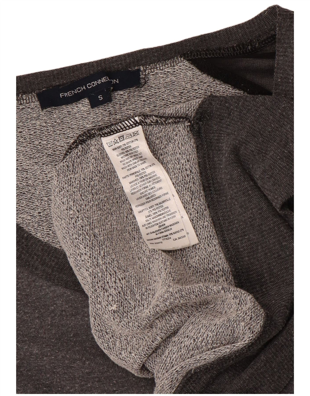 French Connection Sudadera de manga 3/4 para mujer, talla 40, color gris pequeño