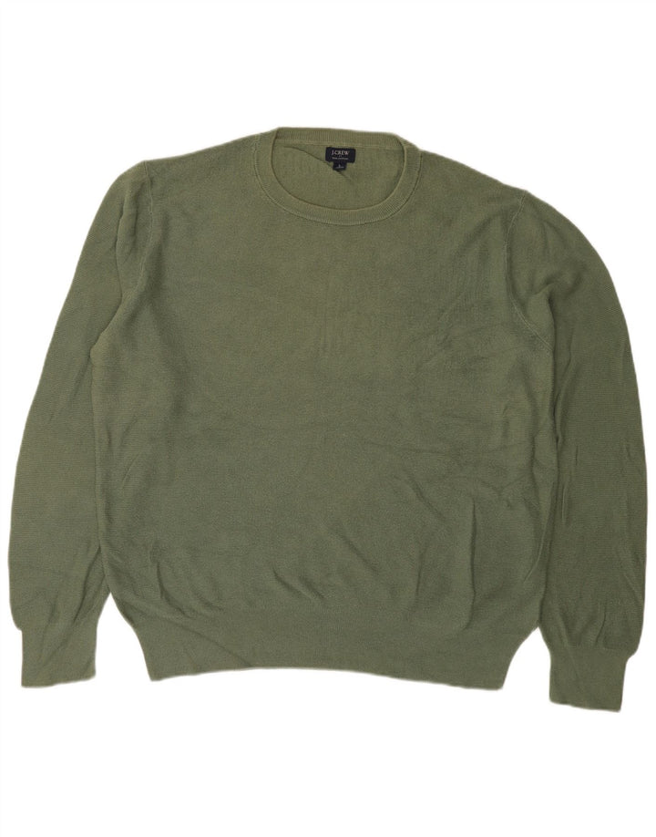 J. Crew Jersey de cuello redondo para hombre, talla grande, algodón verde
