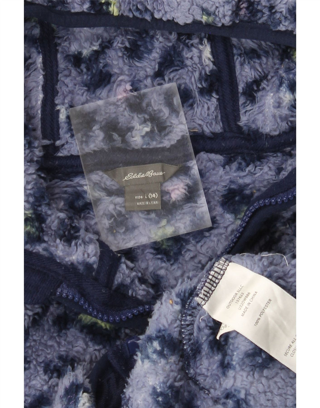 EDDIE BAUER Chaqueta polar con capucha para niña 13-14 años Grande Azul Estampado animal