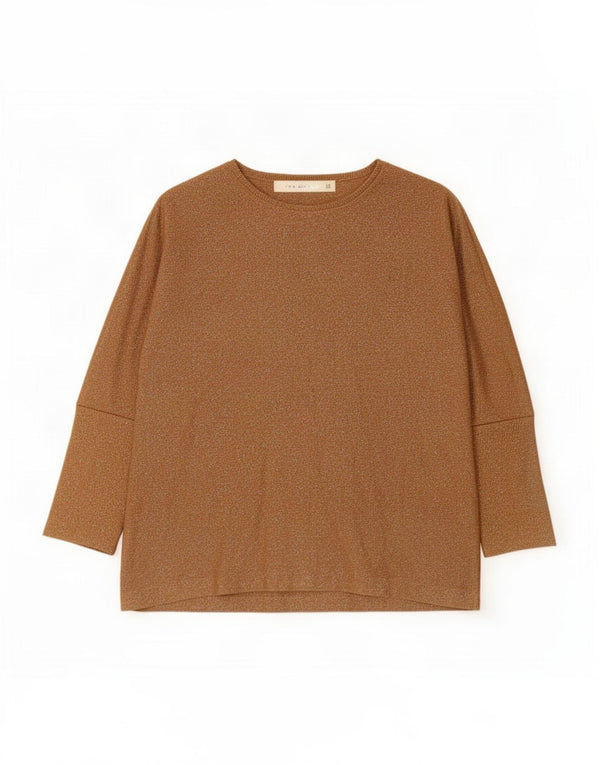 Zara Mujer Top Extragrande Manga 3/4 UK 44 Marrón Medio Moteado Metálico