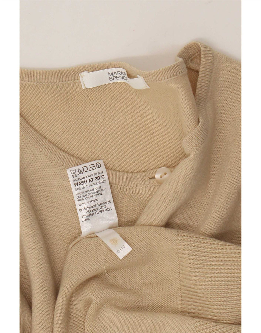 Marks & Spencer Suéter tipo cárdigan para mujer Reino Unido 44 Acrílico beige medio