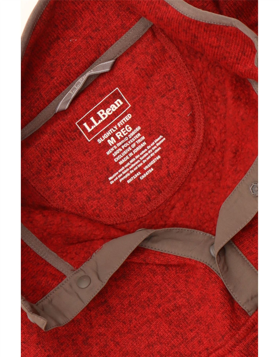 L.L.Bean - Sudadera con cuello y botones para hombre, color granate medio, poliéster
