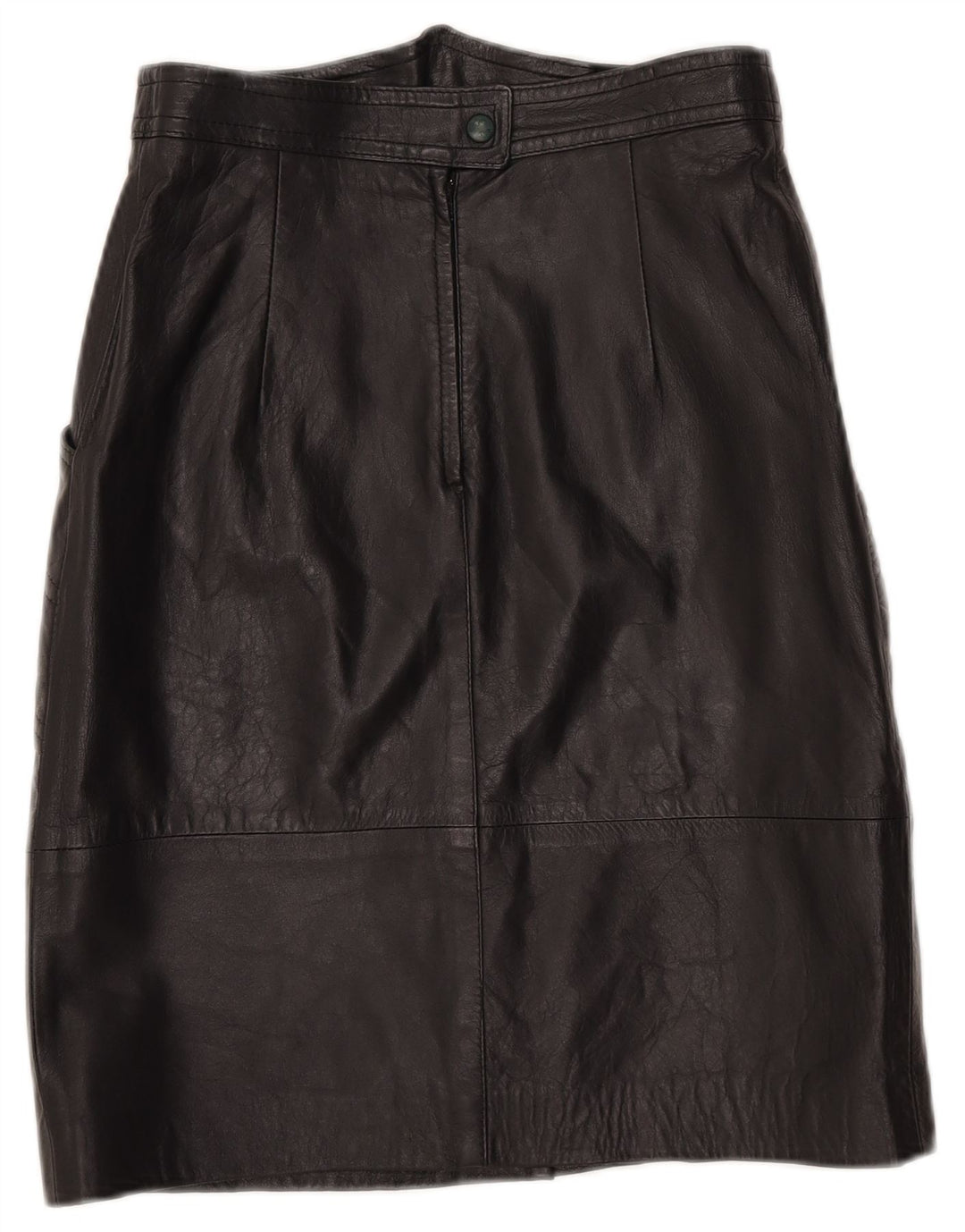 Falda de cuero vintage para mujer IT 42 Mediana W27 Negro