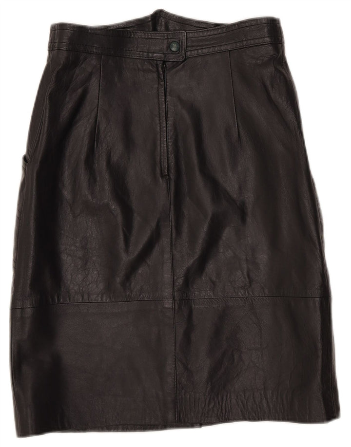 Falda de cuero vintage para mujer IT 42 Mediana W27 Negro