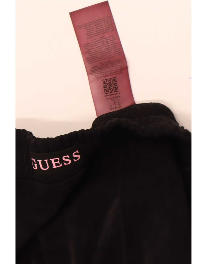 Guess Pantalones de chándal de terciopelo para mujer UK 10 Small Poliéster negro